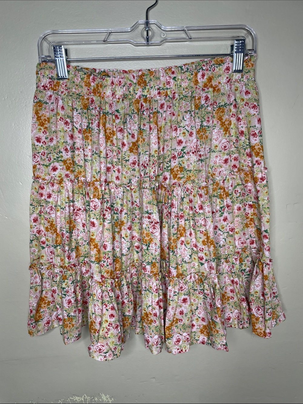 CYNTHIA ROWLEY Ditsy Print Floral Tiered Romantic Coquette Mini Skirt NWT Large